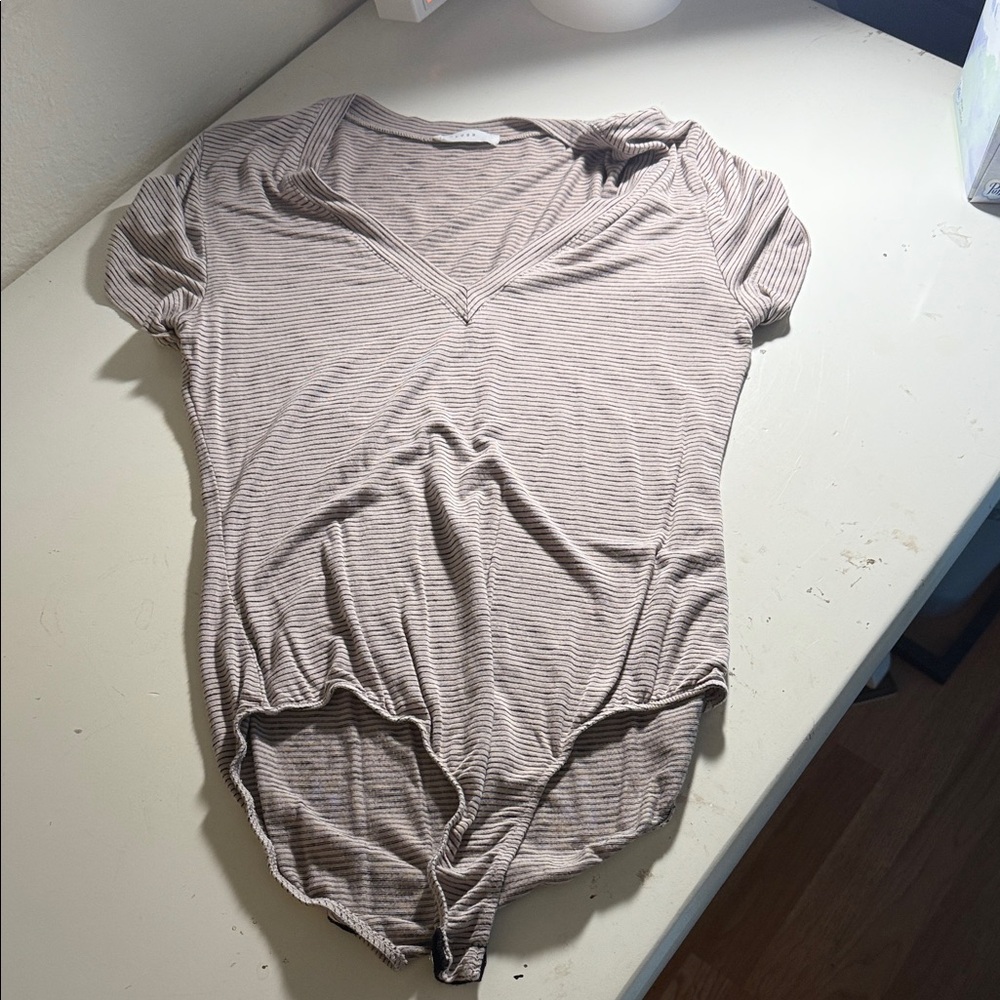 Lush Striped V-Neck Women's Bodysuit/Shirt